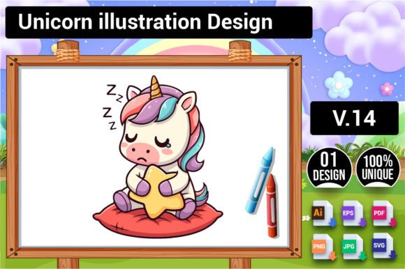 Download Unicorn Illustration Design V.14 - Design Collection