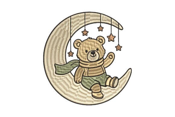 Download Moon Teddy Bear Embroidery Design - Design Collection