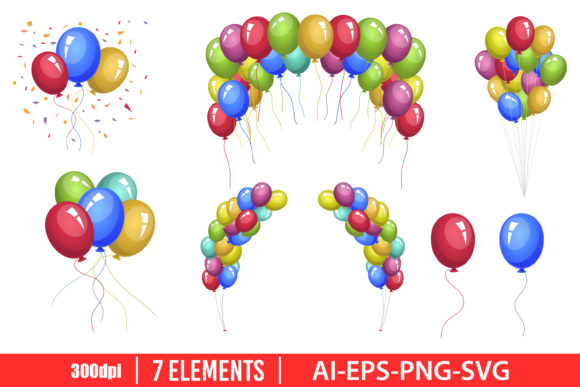 Download Colored Balloons Clipart Vector Design - Design Collection