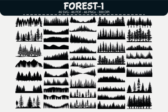 Download Forest Tree Silhouette Clipart–46 Design - Design Collection