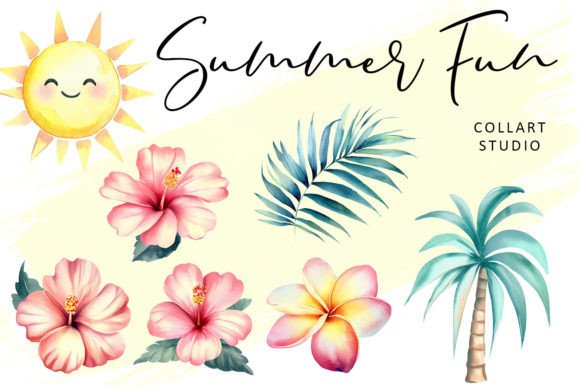 Download Summer Fun, Floral Illustrations - Illustration Collection