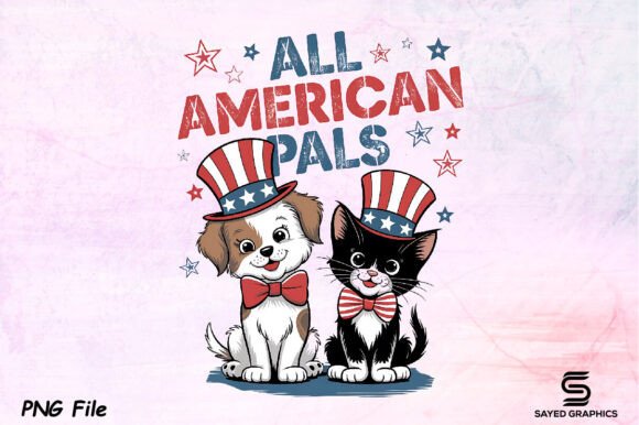 Download 4th of July Vintage Dog Cat PNG Design - Design Collection