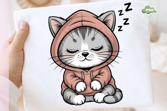 Download Sleepy Cat Hoodie Cute PNG Design - Design Collection