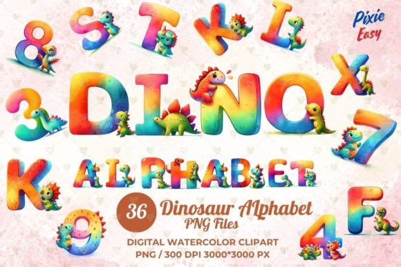 Download Colorful Dinosaur Font,Dino Font Clipart - Font Collection