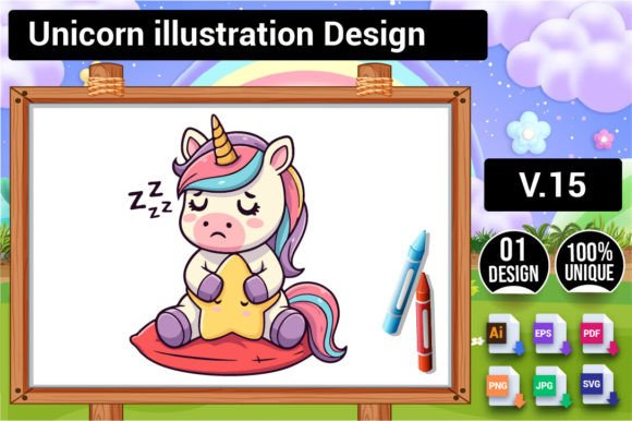 Download Unicorn Illustration Design V.15 - Design Collection