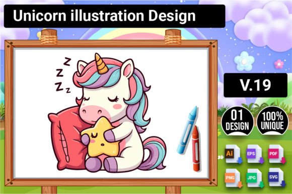 Download Unicorn Illustration Design V.19 - Design Collection