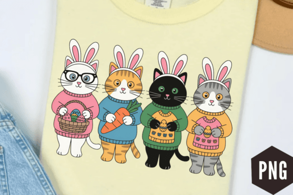 Download Cute Easter Cats PNG Design - Design Collection