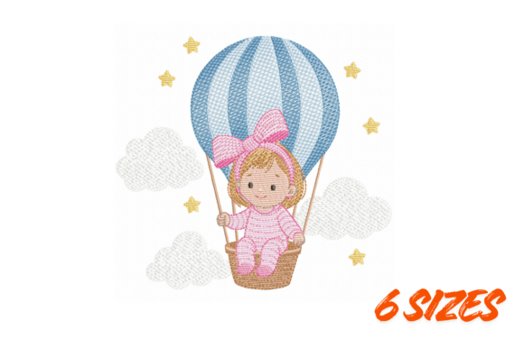 Download Baby Girl Balloon Embroidery Design - Design Collection