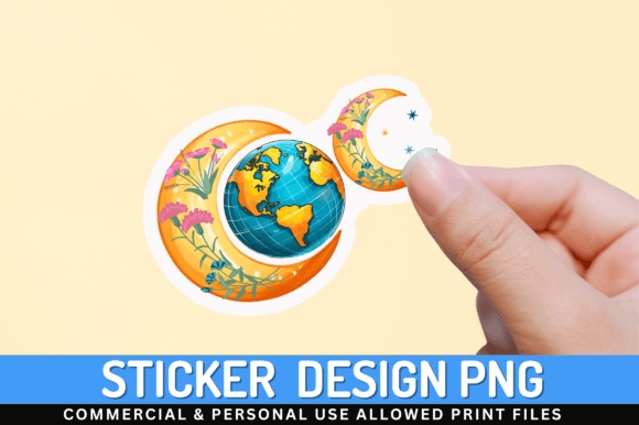 Download Moon and World Clipart Sticker Design - Design Collection