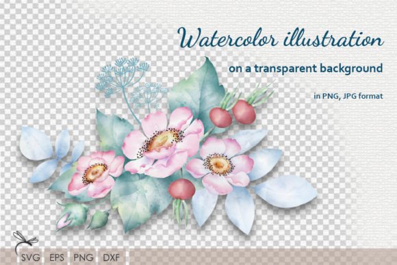 Download Watercolor Floral Illustrations Rosehip - Illustration Collection
