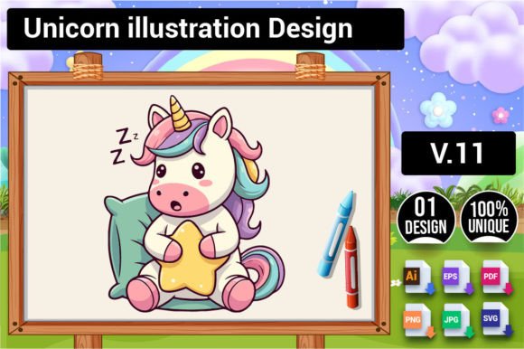 Download Unicorn Illustration Design V.11 - Design Collection