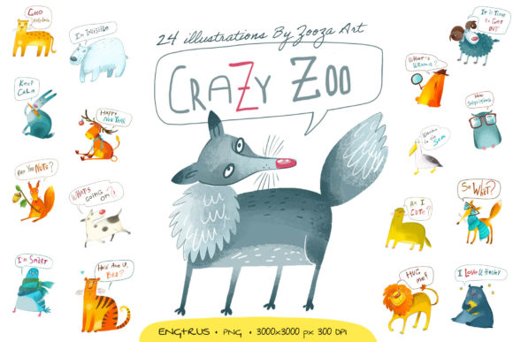 Download Crazy Zoo - Animals Illustrations - Illustration Collection