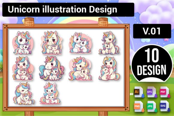 Download 10 Unicorn Illustration Design V.01 - Design Collection